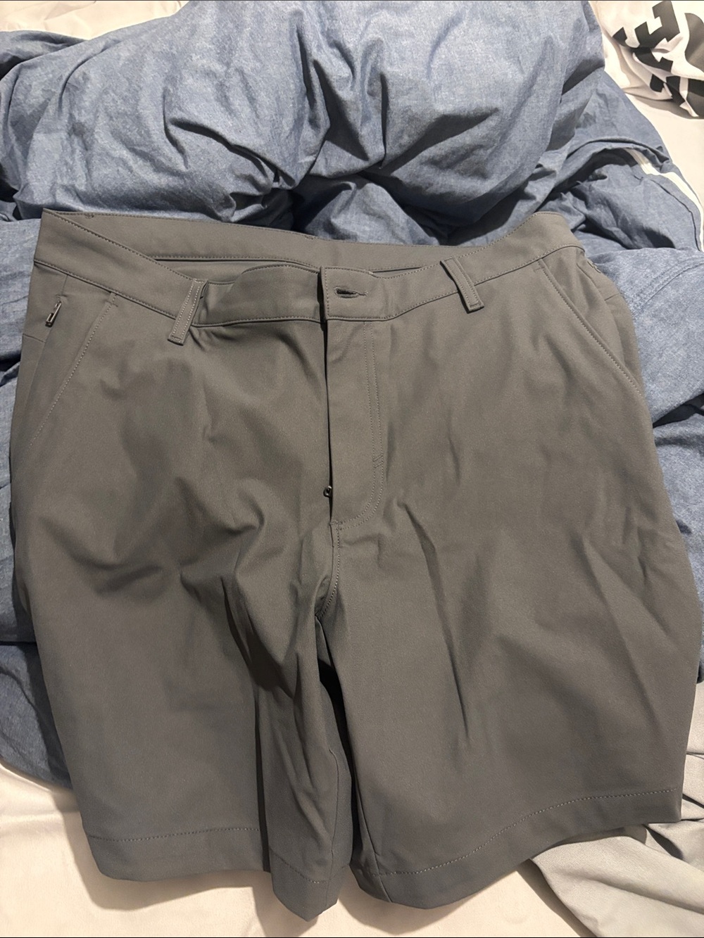 Fabletics Men's Grey Flat-Front Performance Shorts